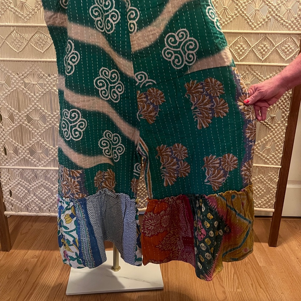 Kantha Patchwork Bell Bottom Overalls - image 8